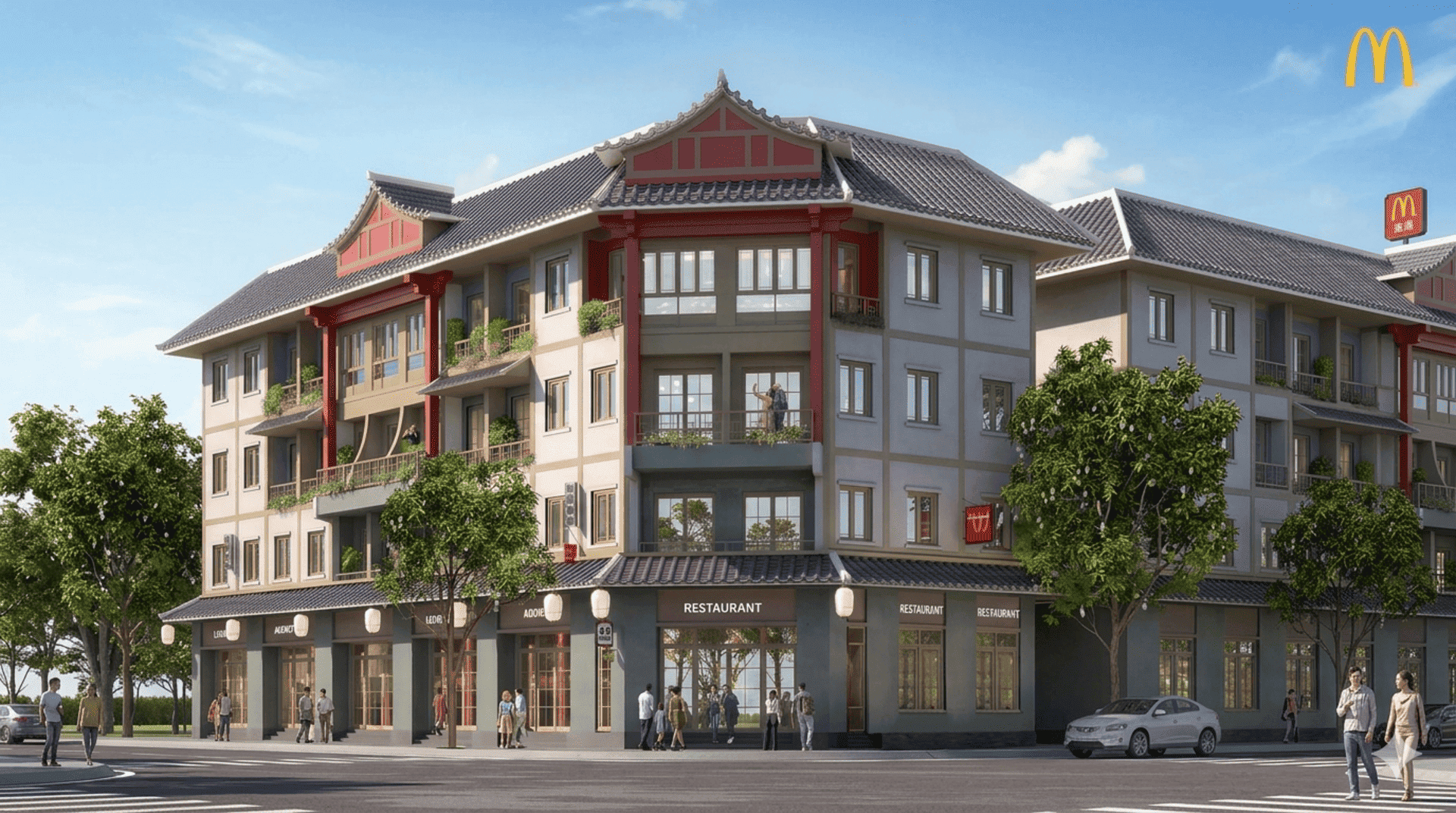 Mẫu nhà phố thương mại với thiết kế hiện đại, mặt tiền rộng thoáng giúp tối ưu hóa công năng kinh doanh và không gian sống đẳng cấp.