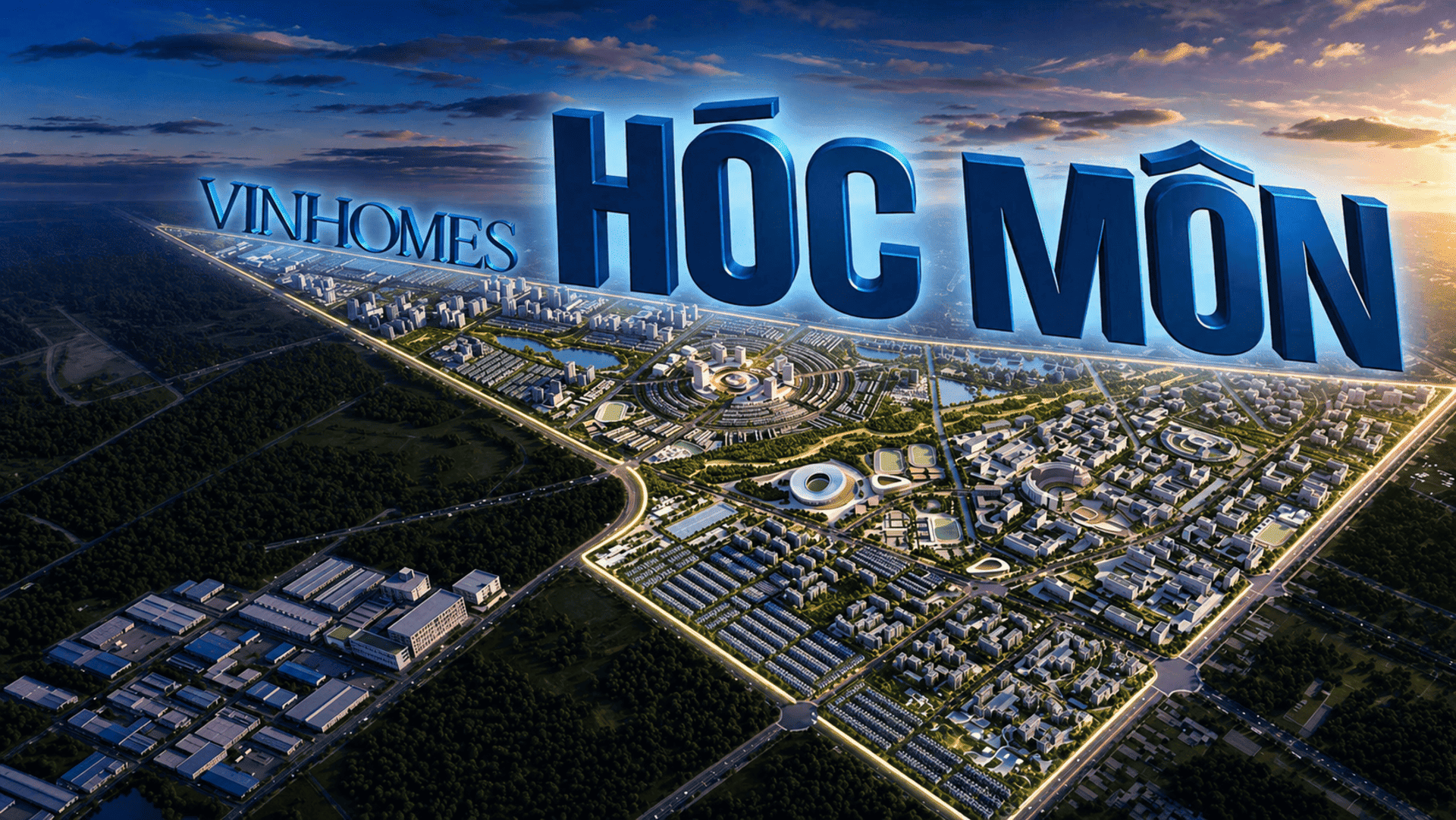 Toàn cảnh đại đô thị Vinhomes Saigon Park Hóc Môn với quy hoạch đồng bộ và không gian xanh trải dài ngút ngàn tầm mắt.